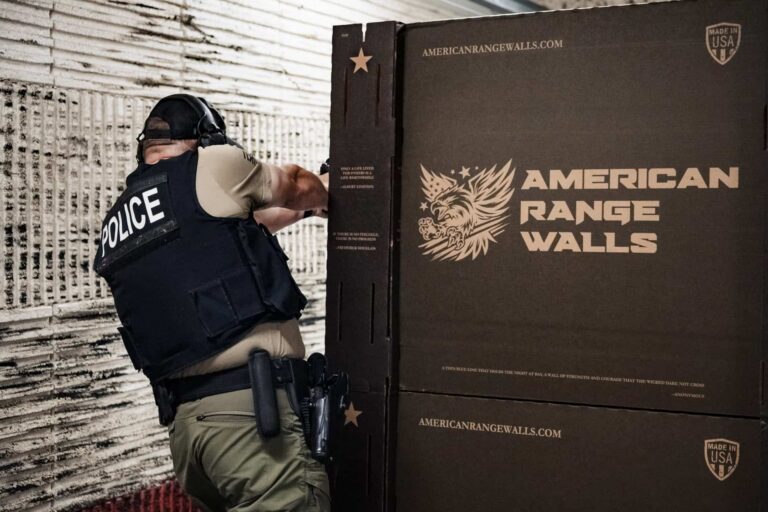 School Resource Officer student practicing cover and movement techniques during S.R.O. Tactical Assailant Response (S.T.A.R.) training on the range